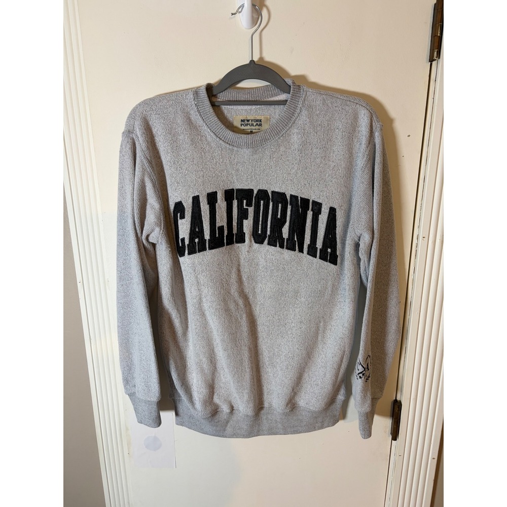 New York Popular California Gray Marl Crewneck Sweatshirt Mens Medium